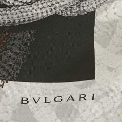Pre Owned Bvlgari Black Serpenti Print Silk Scarf
