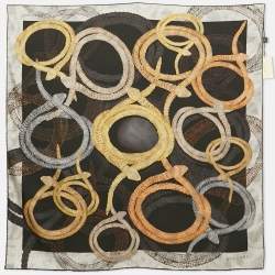 Pre Owned Bvlgari Black Serpenti Print Silk Scarf