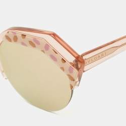Pre Owned Bvlgari Rose Gold Mirror 8203 Serpenteyes Geometric Sunglasses