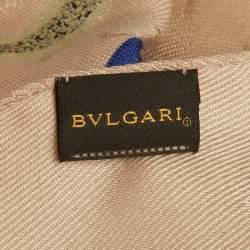 Pre Owned Bvlgari Beige Lettere Spangled Logomania Silk & Wool Scarf
