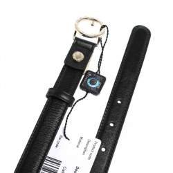 Pre Owned Bvlgari Black Leather Ring Buckle Belt 110CM
