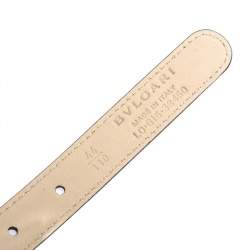 Pre Owned Bvlgari Black Leather Ring Buckle Belt 110CM