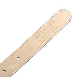 Pre Owned Bvlgari Black Leather Ring Buckle Belt 110CM