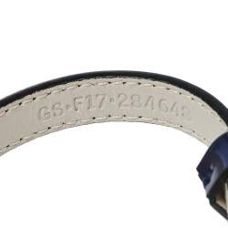 Pre Owned Bvlgari Serpenti Forever Enamel Gold Plated Metallic Blue Leather Bracelet