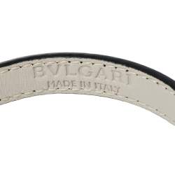 Pre Owned Bvlgari Serpenti Forever Enamel Gold Plated Metallic Blue Leather Bracelet