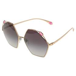 Bvlgari Grey Gold Tone Metal Serpenti True Colors Hexagonal Sunglasses