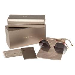 Bvlgari Grey Gold Tone Metal Serpenti True Colors Hexagonal Sunglasses