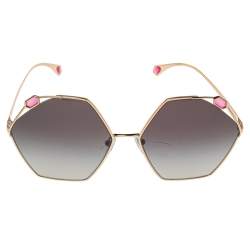 Bvlgari Grey Gold Tone Metal Serpenti True Colors Hexagonal Sunglasses
