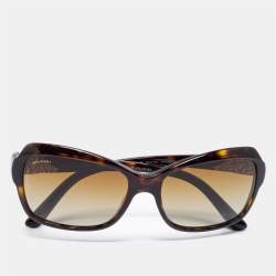 Bvlgari Havana Brown 8153-B Embellished Rectangle Gradient Sunglasses