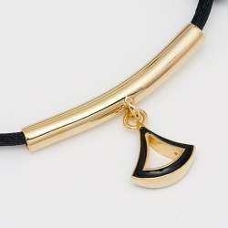 Bvlgari Divas' Dream Black Enamel Gold Tone Metal Adjustable Cord Bracelet