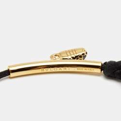 Pre Owned Bvlgari Serpenti Forever Black Enameled Snakehead Charm Cord Bracelet