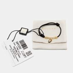 Pre Owned Bvlgari Serpenti Forever Black Enameled Snakehead Charm Cord Bracelet