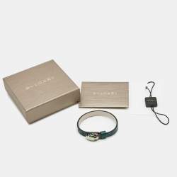 Bvlgari Serpenti Forever Green Leather Ename Gold Tone Bracelet