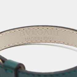 Bvlgari Serpenti Forever Green Leather Ename Gold Tone Bracelet
