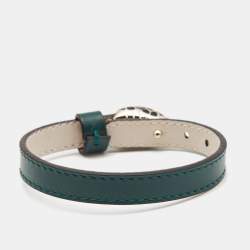 Bvlgari Serpenti Forever Green Leather Ename Gold Tone Bracelet