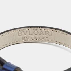 Pre Owned Bvlgari Serpenti Forever Leather Enamel Gold Tone Bracelet