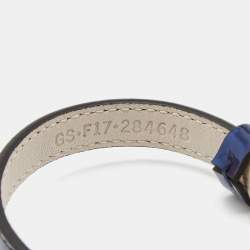 Pre Owned Bvlgari Serpenti Forever Leather Enamel Gold Tone Bracelet