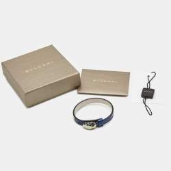 Pre Owned Bvlgari Serpenti Forever Leather Enamel Gold Tone Bracelet