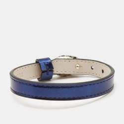 Pre Owned Bvlgari Serpenti Forever Leather Enamel Gold Tone Bracelet