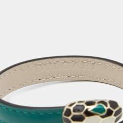 Bvlgari Serpenti Forever Enamel Leather Gold Tone Bracelet