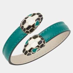 Bvlgari Serpenti Forever Enamel Leather Gold Tone Bracelet