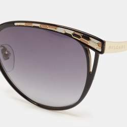 Pre Owned Bvlgari Black & Gold Tone/Grey Gradient 6083 Serpenti Cat-Eye Sunglasses
