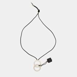Pre Owned Bvlgari Fortuna Grande Sterling Silver Pendant Black Cord Necklace