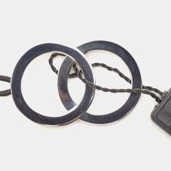 Pre Owned Bvlgari Fortuna Grande Sterling Silver Pendant Black Cord Necklace