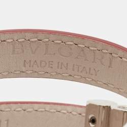 Pre Owned Bvlgari Double Coiled Red Snakeskin Leather Silver Tone Wrap Bracelet