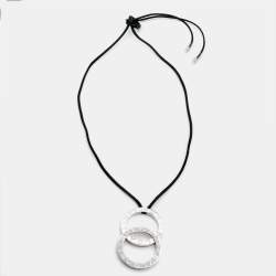 Bvlgari Fortuna Grande Sterling Silver Pendant Black Cord Necklace