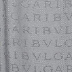 Pre Owned Bvlgari Grey Lettere Maxi Logomania Silk & Wool Stole 