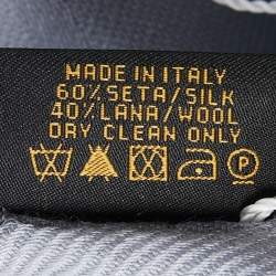 Pre Owned Bvlgari Grey Lettere Maxi Logomania Silk & Wool Stole 