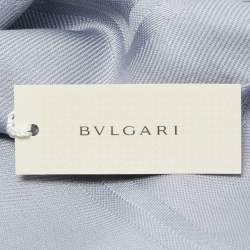Pre Owned Bvlgari Grey Lettere Maxi Logomania Silk & Wool Stole 