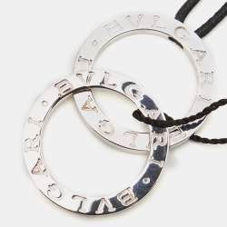 Pre Owned Bvlgari Fortuna Grande Sterling Silver Pendant Black Cord Necklace