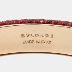 Pre Owned Bvlgari Serpenti Forever Snakeskin Leather Enamel Gold Tone Bracelet