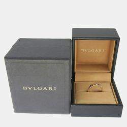 Pre Owned Bvlgari 18K Rose Gold and Diamond Bvlgari Bvlgari Band Ring EU 49