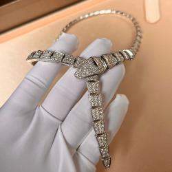Pre Owned Bvlgari Serpenti Viper 18K White Gold and Diamond Necklace