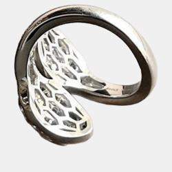 Pre Owned Bvlgari Serpenti 18K White Gold Emrald Ring EU 52