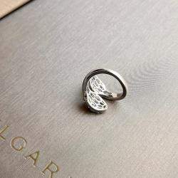 Pre Owned Bvlgari Serpenti 18K White Gold Emrald Ring EU 52