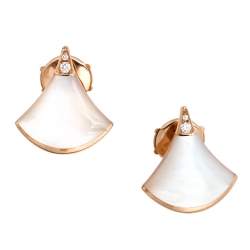 Pre Owned Bvlgari Divas' Dream Mother of Pearl Diamond 18K Rose Gold Earrings