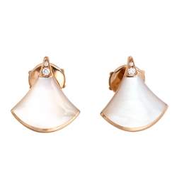 Pre Owned Bvlgari Divas' Dream Mother of Pearl Diamond 18K Rose Gold Earrings
