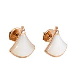 Pre Owned Bvlgari Divas' Dream Mother of Pearl Diamond 18K Rose Gold Earrings