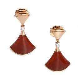 Pre Owned Bvlgari Divas' Dream Carnelian Diamond 18K Rose Gold Earrings