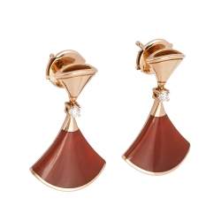 Pre Owned Bvlgari Divas' Dream Carnelian Diamond 18K Rose Gold Earrings