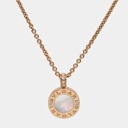 Bvlgari Bvlgari Bvlgari Diamonds Carnelian Mother of Pearl 18k Rose Gold Necklace
