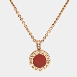 Bvlgari Bvlgari Bvlgari Diamonds Carnelian Mother of Pearl 18k Rose Gold Necklace