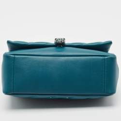 Pre Owned Bvlgari Green Quilted Leather Medium Serpenti Cabochon Shoulder Bag