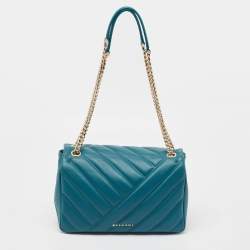 Pre Owned Bvlgari Green Quilted Leather Medium Serpenti Cabochon Shoulder Bag