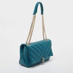 Pre Owned Bvlgari Green Quilted Leather Medium Serpenti Cabochon Shoulder Bag