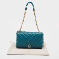 Pre Owned Bvlgari Green Quilted Leather Medium Serpenti Cabochon Shoulder Bag